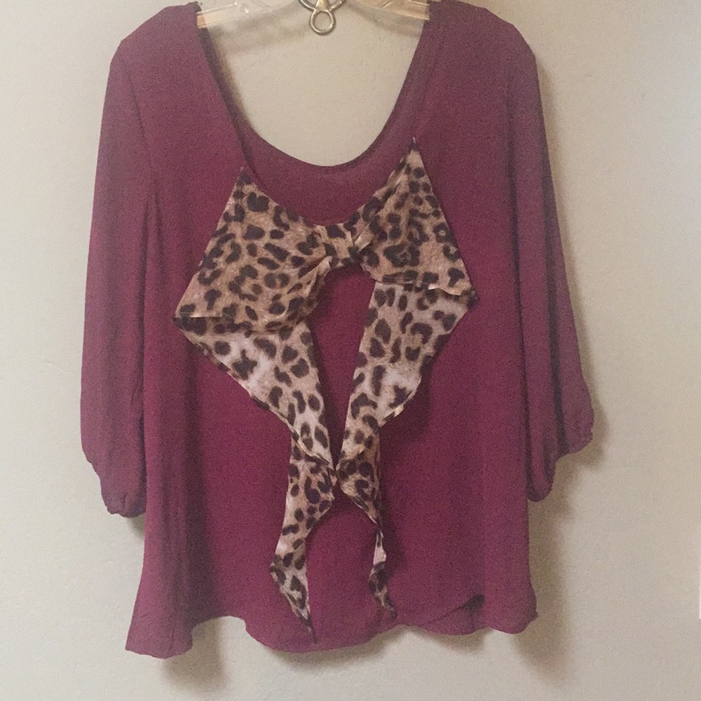 3/4 Sleeve Blouse w/ Bow Back Detail